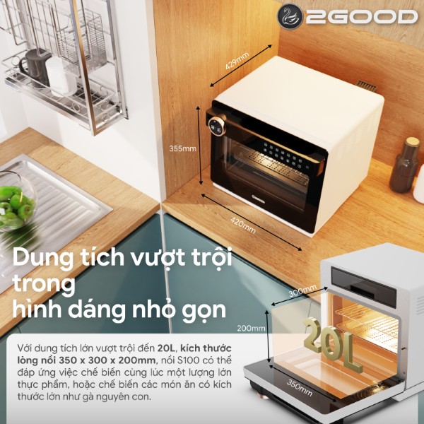 Nồi Chiên Hấp 20 Lít 2Good S100